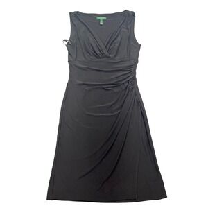 Lauren Ralph‎ Lauren Dress Sheath Sleeveless Ruched Cocktail Party 10